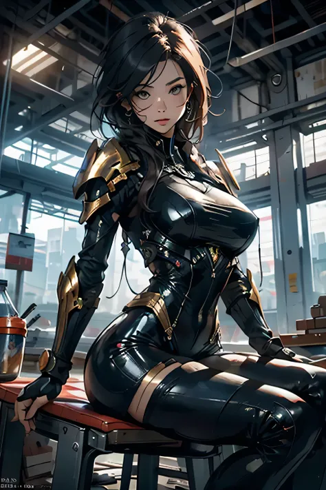 masterpiece, best quality, In the destroyed future city，Panoramic shot of sexy woman in futuristic armor，（Looking up），Fisheye lens，There are scratches and stains on the photo, fantasy, Science fiction, Beautiful woman different face, Wearing boots，Slender ...