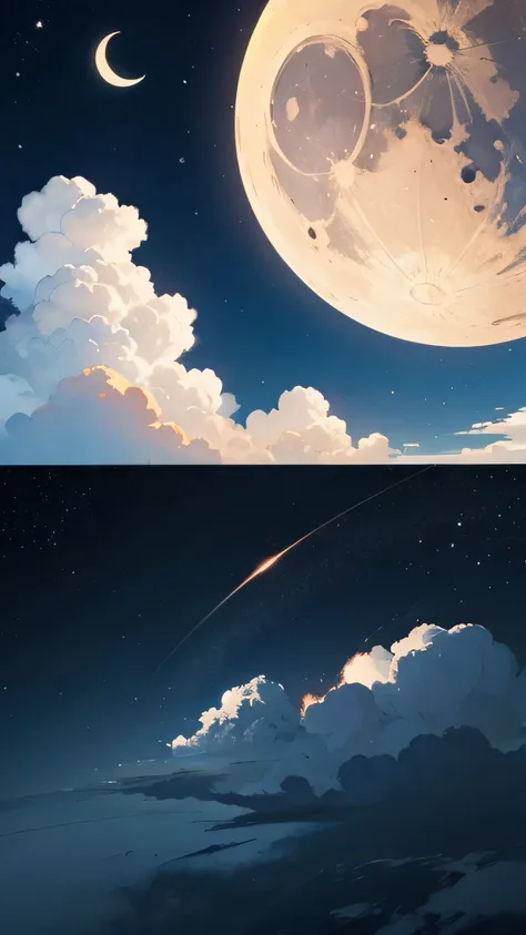 Night，Crescent Moon，new moon，cloud，Night Sky，Star