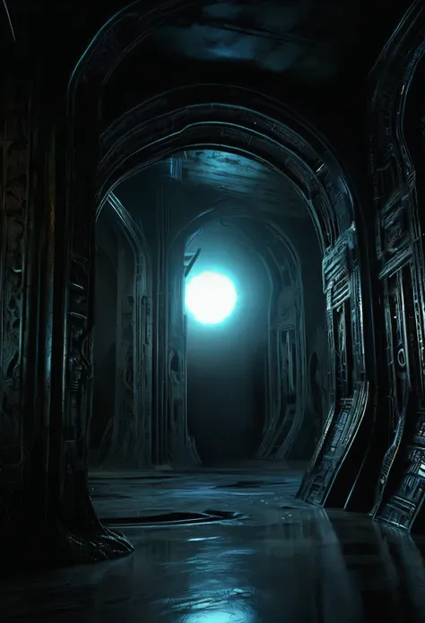 01_rays of black light, 史诗Alien Spaceship的内部, the atmospheRe of the movie “alien”. Bionic foRms coveR the walls in Bas-relief, 黑色人造Material, stone-plastic, and bionics. sanded, polishing, Smooth, Bas-relief, bionics, Cyberpunk. alien尸体的元素, and the anatomy ...