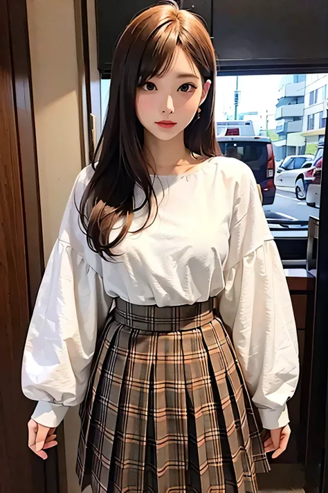 Medium Hair、blouse、Pleated skirt