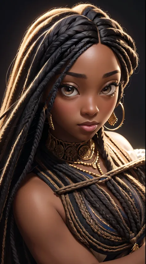 (best quality, masterpiece:1.2), realistic, detailed portrait of 1 black girl,braiding wig close up,realistic oil painting, vibrant colors, soft lighting, intricate brushstrokes, elegant pose, expressive eyes, flowing hair, delicate features.