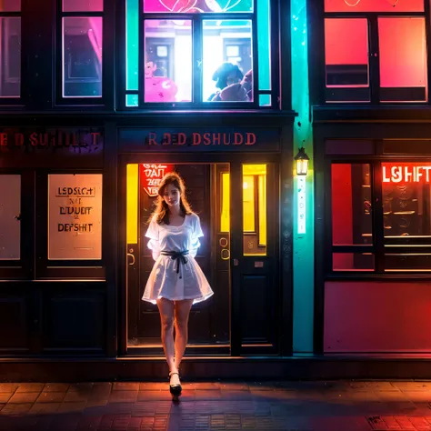 ((ExtremelyDetailed (One of the windows in Amsterdams Red Light District:1.37) Stunning girl in WHITE (She trapped in the window))), (masterpiece 8K TopQuality) (ProfessionalPhoto:1.37), ZoomLayer, (ZoomedOut:1.28, wide-angle) View Though Shop window from ...