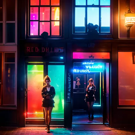 ((ExtremelyDetailed (One of the windows in Amsterdams Red Light District:1.37) Stunning girl in WHITE (She trapped in the window))), (masterpiece 8K TopQuality) (ProfessionalPhoto:1.37), ZoomLayer, (ZoomedOut:1.28, wide-angle) View Though Shop window from ...