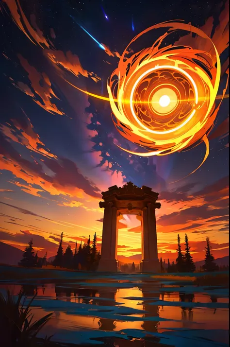 redraw in greater detail, more swirl in the portal in the sky