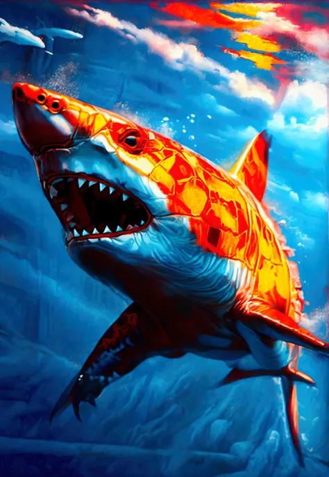 a high definition shark,swimming competition,leaving others behind,4k,great location,wonderful definition,high contrast,ultra-detailed,realistic,photo-realistic:1.37,masterpiece:1.2,vivid colors,studio lighting,physically-based rendering,sharp focus,extrem...