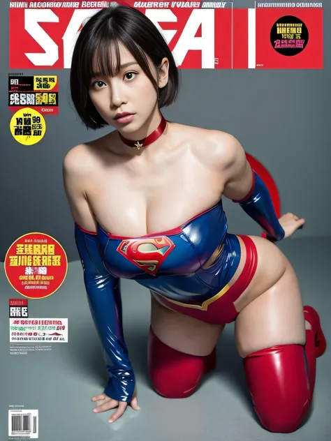 masterpiece、Rubber Supergirl Costume、short hair、Rubber Long Boots、Big and ample breasts、shiny sweaty skin、looking at the camera、choker、Long sleeve、Sexy poses to seduce、Off the shoulder、latex、From the front、athlete、Racing Bloomers、Red Cape、Muscle training、B...