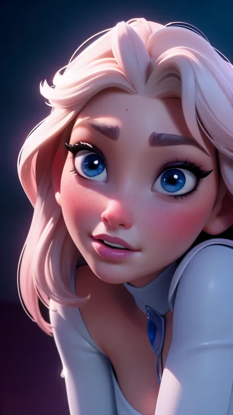 elsa, (perky breasts), (((small breasts))), affected smile:1.2, beautiful blue eyes, (perfect iris), depth of color in your eyes...