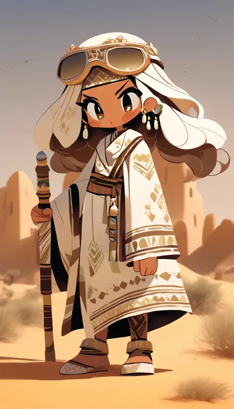 plano general, whole body, desert princess:1.5 arafed dressed in arab clothing walking through the desert, style by raymond swan...