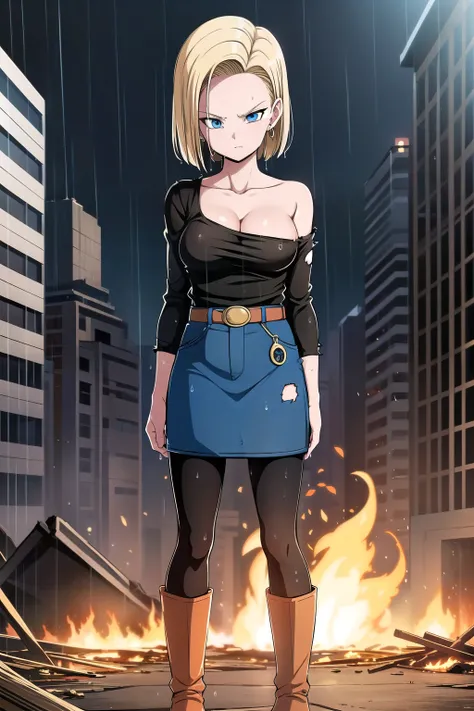 (best quality), (high quality),(masterpiece), (detailed), (high resolution), (detailed face), (android 18),  classic look, one g...