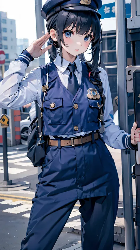 女警girl，girl，police uniform，紧身police uniform，藏青色police uniform，metropolitan police department helmet，japanese metropolitan police...