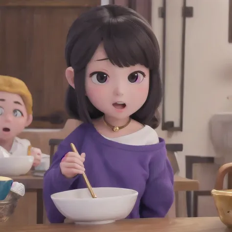 A lady had a surprised look on her face, She has a cute expression, WAN cute Korean face, Asian Face, Japanese facial features, She has a cute face, Round cheeks, bbw酱, Korean facial features, big chin, Deer Meet, A black face, Cute silly face, Ridiculousl...