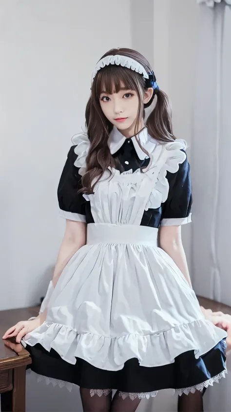 ((Masterpiece,Highest quality,Highest quality,8K,16K,Ultra-high resolution,極めてdetailed,detailed)),(Japanese,Maid,Servant),Beauty,Slender,sexy,D Cup,Narrow waist,Long, slender legs,Bedroom,Large windows,Curtains fluttering in the wind,