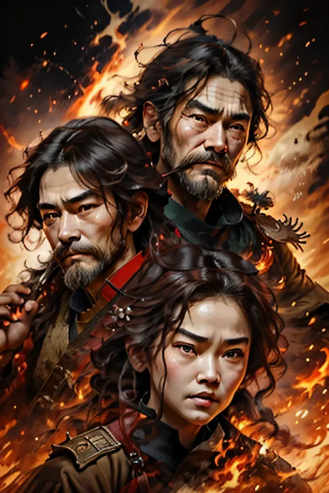 Realistic CharactersStyle，Three Kingdoms Generals，Rich in details，Lively facial expressions，bust，Three Kingdoms，Realistic Characters，Chinese Characters，Holding a weapon