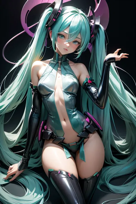 Hatsune Miku disguised as dark magician gils. Pose sexy y sensual 