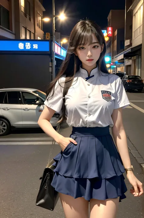 (quality),8K,(masterpiece:1.3),(1 girl:1.3),(In Minaof name),Beautiful of Korean girl, Korean pop idol，Beauty of woman，Have a perfect body:1.4, Slim abdominal muscles:1.2, ((Layered Hairstyle, :1.2)), ((View Viewer)),(A brilliant smile:1.3),（Big Asa），Actua...