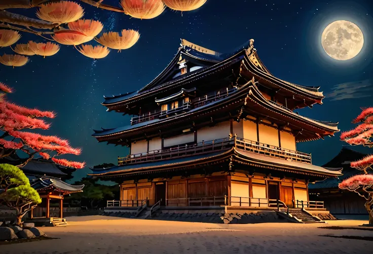Japanese ancient temple at night