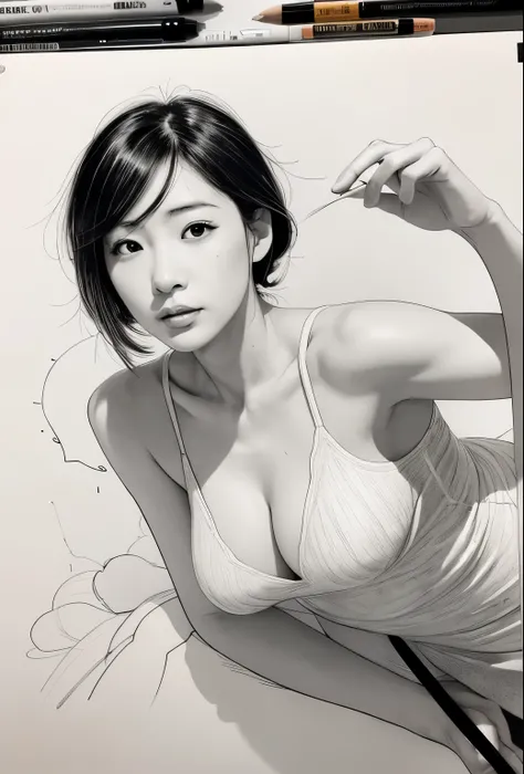 古い紙に描いた木炭のラフsketch, Image of a supple Asian woman,Sexy pose,Beautiful line drawing,+Expressive lines,表現力豊かなsketch風に描く, incubation, 白黒sketch, Hand-drawn, 古い紙に描いた木炭のラフsketch, Image of a supple woman,Dynamic pose,Beautiful line drawing,+Expressive lines,表現力豊か...