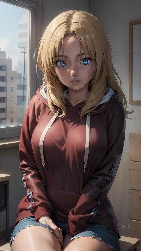 rita, blonde hair, long hair, blue eyes, 
break (lack hoodie, hoodie, leather:1.2)
break  sitting in an office chair, on a desk,...