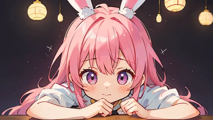 Cute and sexy girl, Pink Hair, Bunny Girl, Surreal, Detailed lighting, Japanese cartoons, have  