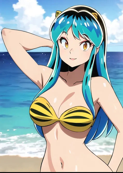 (extremely detailed 8k wallpaper:1.2), masterpiece, best quality, lum_bikini, (sexy posing:1.2), cowboy shot, looking at viewer,...