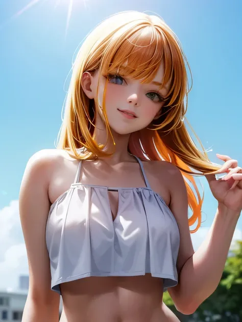 Ultra high definition, 8K Ultra HD, Super happy and cute girl, Redhead girl, Hold your cheeks, smile, On the Streets, Summer sunshine, sun shine, 