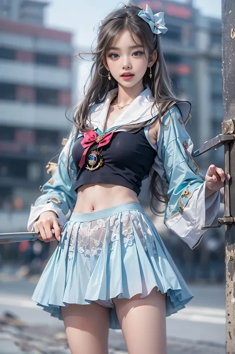 Jennie Blackpink Gorgeous Sheer Blue Short Dress, ​masterpiece, best qualtiy, High resolution, venus1, Yui, (Sailor Senshi Uniform:1.4), sailorvenus, aino minako, Golden white hair, magical , blue eyes, orangeskirt, Elbow length gloves, tiarra, 60% Pleated...