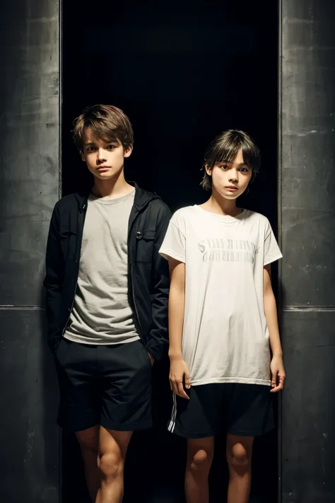 A boy and his girlfriend standing in a dark room