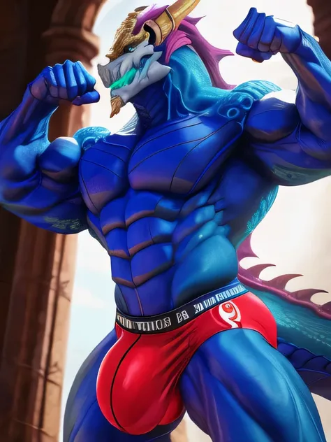 dragon. muscular, male, because background, ultra correct anatomy, Detailed crotch, High quality, 4K, 8K. Black speedo. Nice huge bulge. Nice Sunlight. VerySexy manly pose. Standing. Teasing seductively. Flexing seductively.

information
