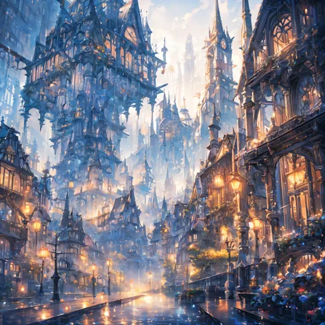 mist, Written by Thomas Kinkade, Aaron Wiesenfeld、Beksinki、Adrian Eversen、Geodiminus plankevicius、Escher, Intricately sophisticated textures, Matte Painting Details, Deep color, wonderful, Intricate details