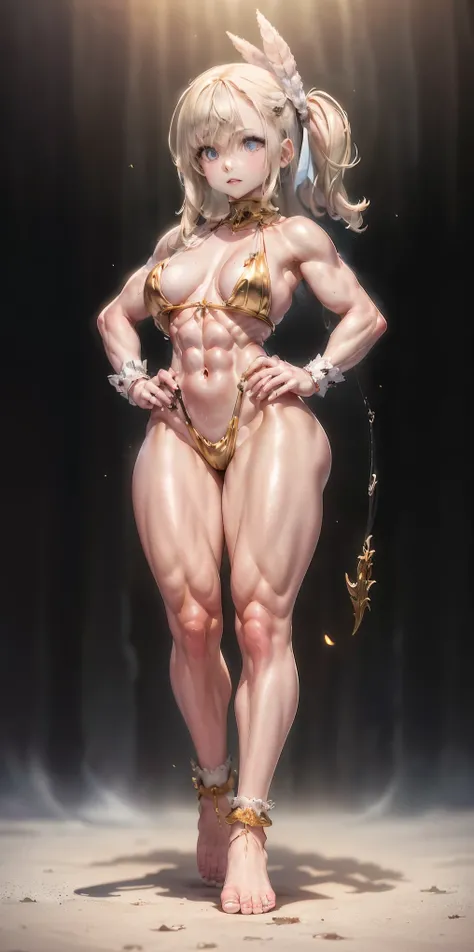 Scenary: Plain background Character: Solo Female: Body, full body toe to head: Tall and slim with an hourglass figure Toned and muscular physique Slender abs Perfect anatomy (hands on hips, good hands, best hands)