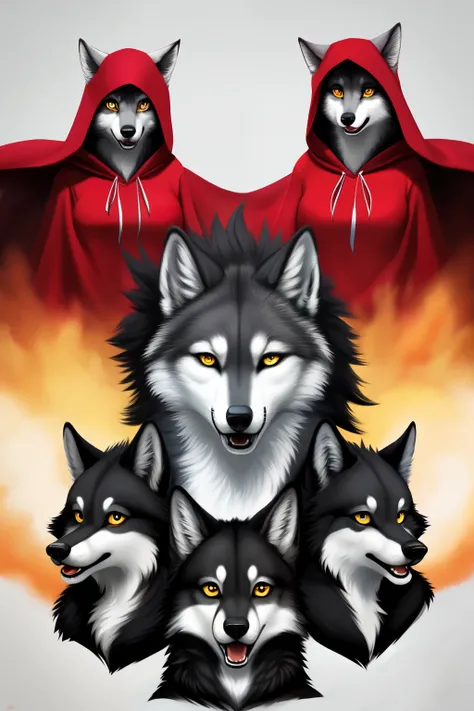 (ultra detailed), a captivating full-size portrait of a group of anthro female wolf creatures, or "girls woof," in a stunning display of harmony and sisterhood. Each girl boasts a distinctive character, with their fur, colors, and unique features. One girl...