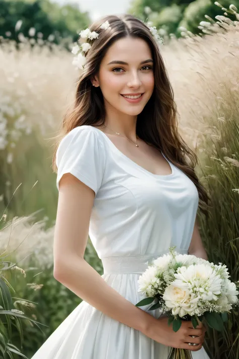 extremely sexy photo (AM190_Brigitte:0.99), a woman in a white wedding dress, ((first portrait:1.3)), model shoot style, whole body, (Extremely detailed CG unity 8k wallpaper), Photo of the most beautiful work of art in the world, professional majestic oil...