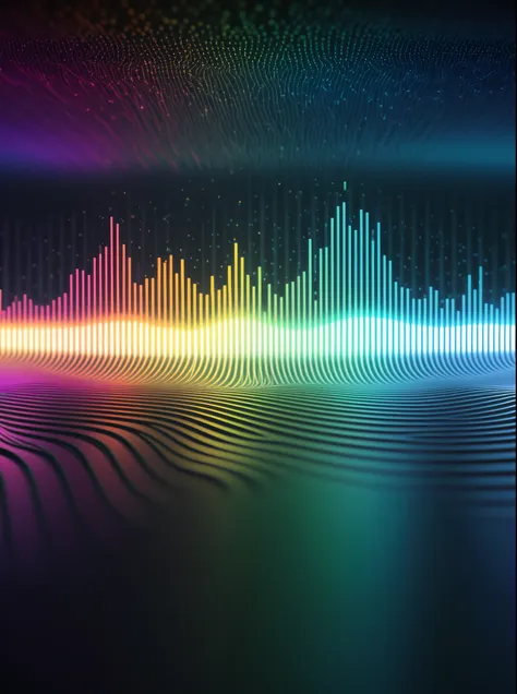 a close up of a graphic of a sound wave with a lot of different colors, abstract art representing data, sound waves, sound wave,...