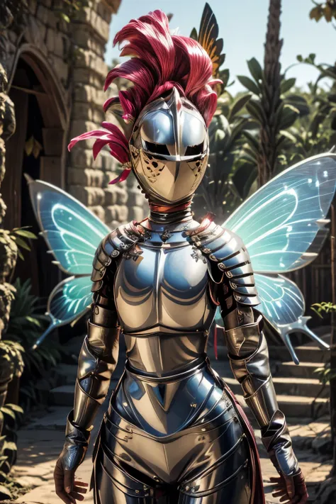 a knight as a tiny glowing fairy, kardia, butterfly_wings, kardiaofrhodes, helmet, plume, breastplate, glowing, navel, (best qua...