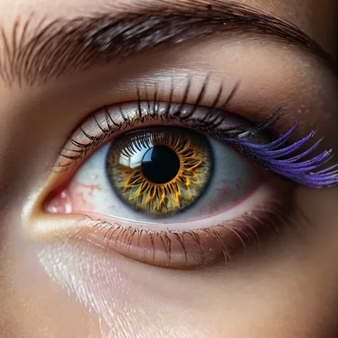 a highly detailed and realistic close-up photograph of an eye, extremely sharp focus, vivid colors, stunning clarity, intricate iris patterns, beautiful eyelashes, realistic lighting and shadows, photorealistic quality, 8k resolution