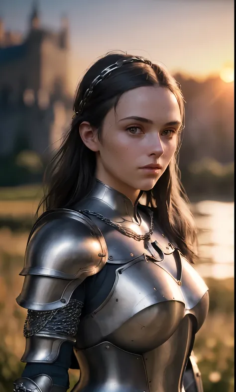 (masterpiece), (Very complicated:1.3), (Realistic), Portrait of a Girl, The most beautiful in the world, (Medieval Armor), Metal Reflection, Upper Body, Outdoor, Strong sunlight, Distant Castle, Detailed professional photos of beautiful women, Sharp focus,...