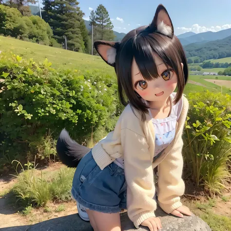 Shiba Inu girl rural scenery