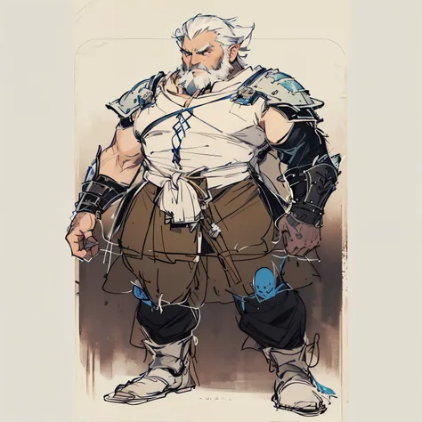 ((Highest quality)), ((masterpiece)), (detailed), Dwarf,Leather Armor、Macho、arms、Cool、cool、whole body、beard、Dwarf, dnd Dwarf, RPG Characters art, Barbarian Class, DwarfRPG Characters concept art, fantasy d&D text, Dwarf, RPG Characters, RPG concept art cha...