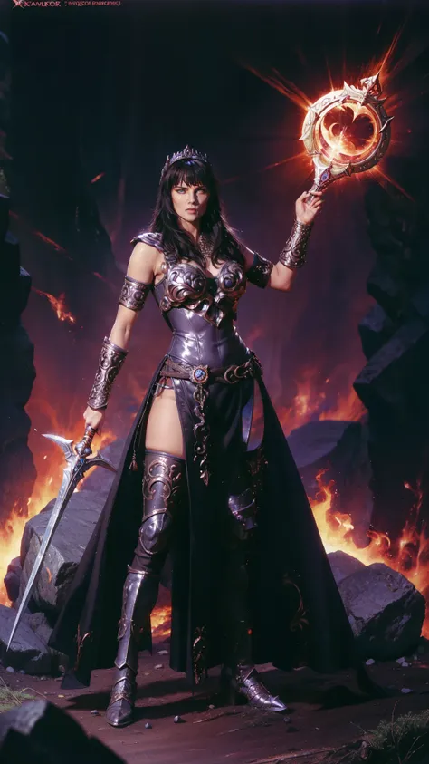 (((full body photo))) xena karorior princess,karorior,goddess,stark,Coraggioso,comely,determined,leather armour,elsword,battle,karo,mighty,ancestor,ferocious,nobleman,protective,defender,legendary,adventure,Mediterranean,lush vegetation,epic,audacious,myth...