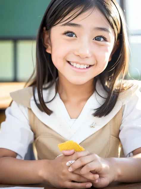 lens: 135mm f1.8, (highest quality),(raw photos), (tabletop:1.1), (beautiful 9 year old japanese girl), cute face, (deeply chise...