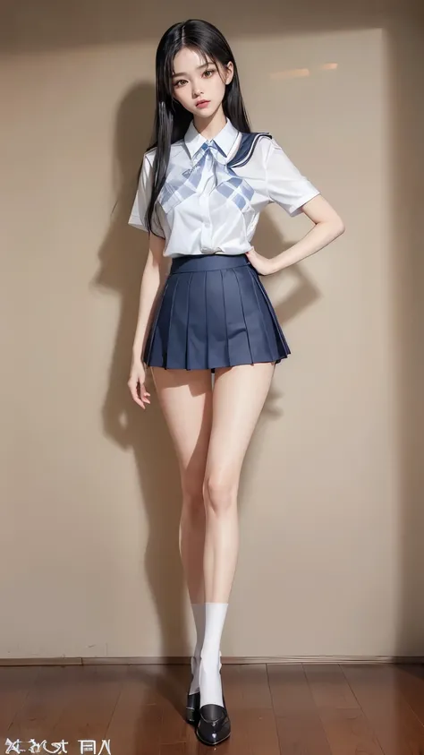 ((masterpiece)),(((最high quality))),(((((A full-body shot of a girl from floor height:1.7))))),((Photograph the whole body from knee height:1.6)),((((((Stand up straight with your legs together:1.9)))))),((Thin thighs)),((Long legs)),(((Girl standing in a ...