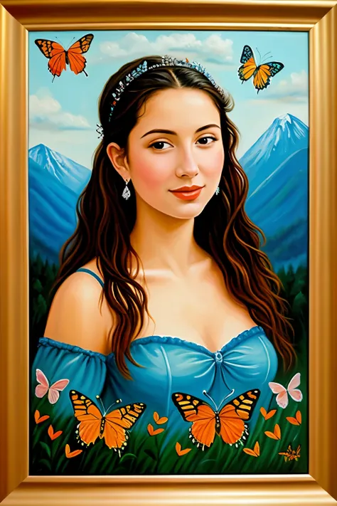 ((Best Quality) a painting with the name Tamara with butterflies 