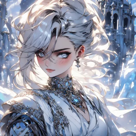 ((high quality:1.2, masterpiece:1.2)), 1girl, beautiful face, white hair, grey eyes, dynamic pose, (death knight, fantasy), (fac...