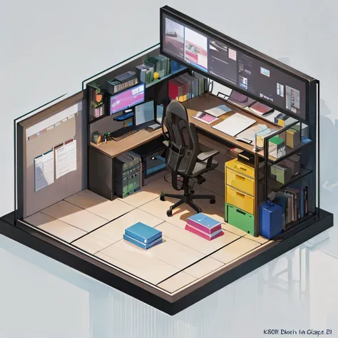 Quality first, Masterpiece in detail, Rich details, Isometric 8k, An Office, No People, Rich in color