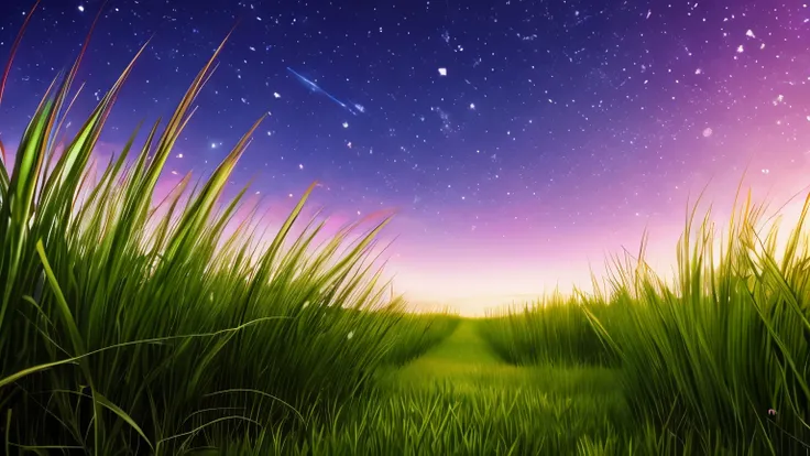 grassy field with night sky