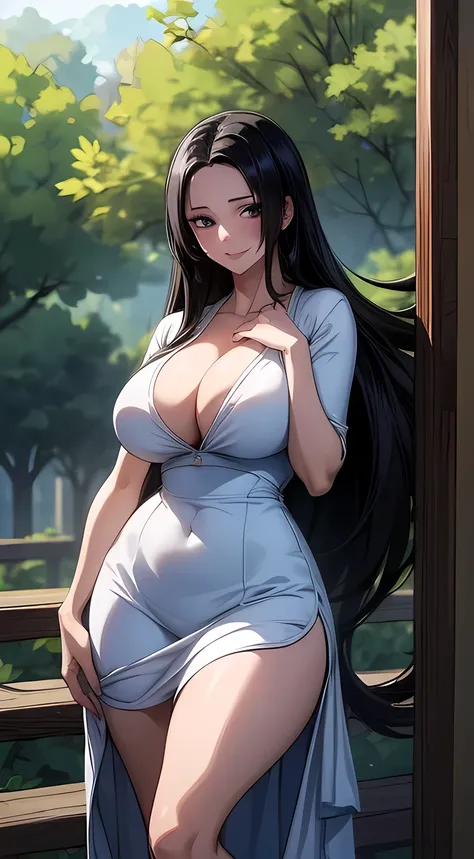 (((masterpiece))), (((best quality))), ((ultra-detailed)), (highly detailed CG illustration), Boa Hancock, (masterpiece:1.5), Detailed Photo, Smiling, (Best Quality: 1.4), (1girl), Beautiful Face, (Black Hair, long Hair: 1.3), Beautiful Hairstyle,  beautif...