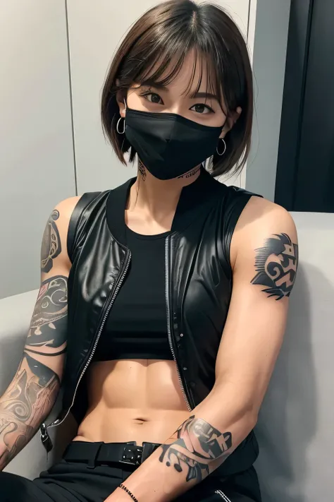 Look into the eyes,　Look at me　Look at me,　Look at me,　Look at me,　Front of face,　Front face,　Cross-legged,　indoor,　Brown Hair,　bangs,　Sweat,　clavicle,　clavicle,　Cross-legged,　Earrings,　Look at me,　Private room,　belt,　Abdominal muscles,　Abdominal muscles,　...