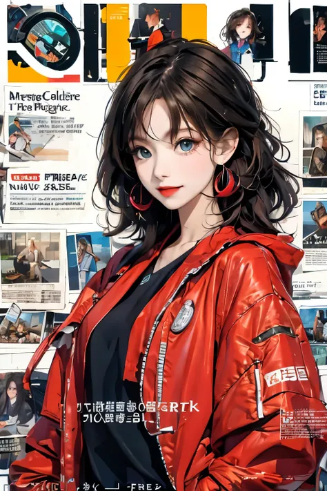 masterpiece, best quality, Spring Clothing, Colorful hair, outdoor, magazine cover ,Upper Body,