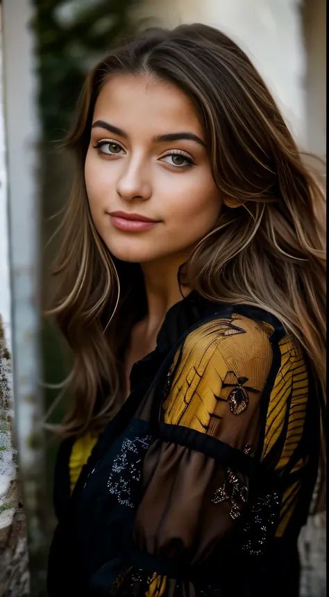 portrait chanteuse latino de 25 ans [[[[fermer]]], [[[[poitrine]]]], [[[[Tête]]], [épaule]]]]], yeux parfaits, iris parfait, Des lèvres parfaites, des dents parfaites, peau parfaite légèrement bronzée, long cheveux ondulés noir, Éclairage avant doux, Brill...