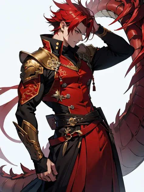 crimson hair male dragon god